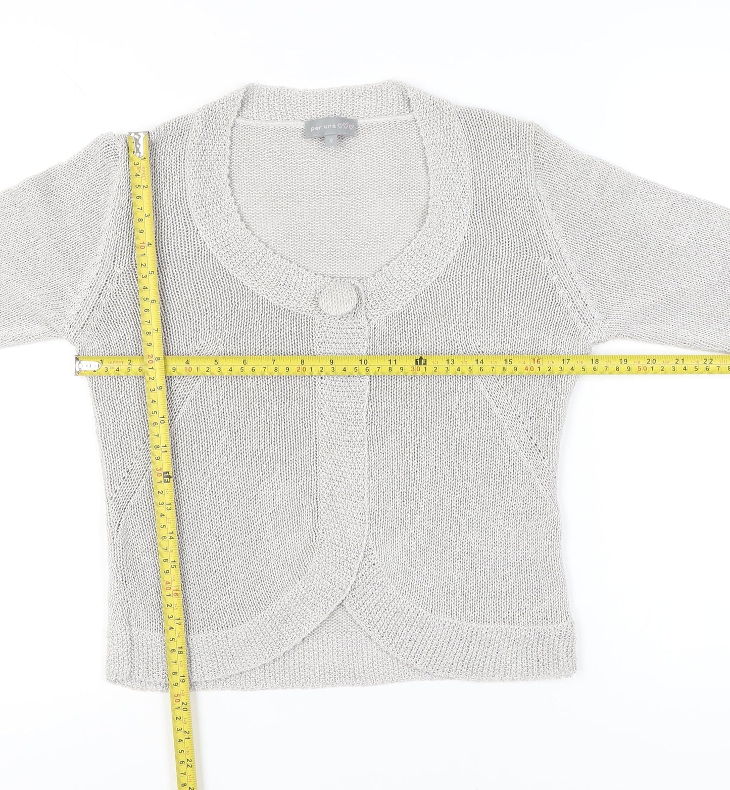 Marks and Spencer Women’s Grey Cardigan Size 12 Scoop Neck Knit