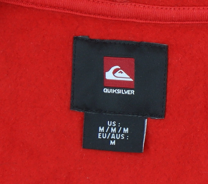 Quiksilver Men’s Red Full Zip Hoodie M Graphic Print Sportswear