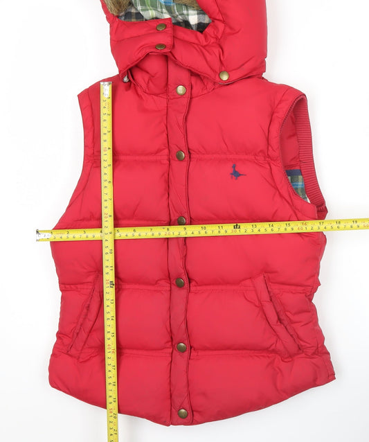 Jack Wills Women’s Red Puffer Gilet Waistcoat Size 8 Hooded Down