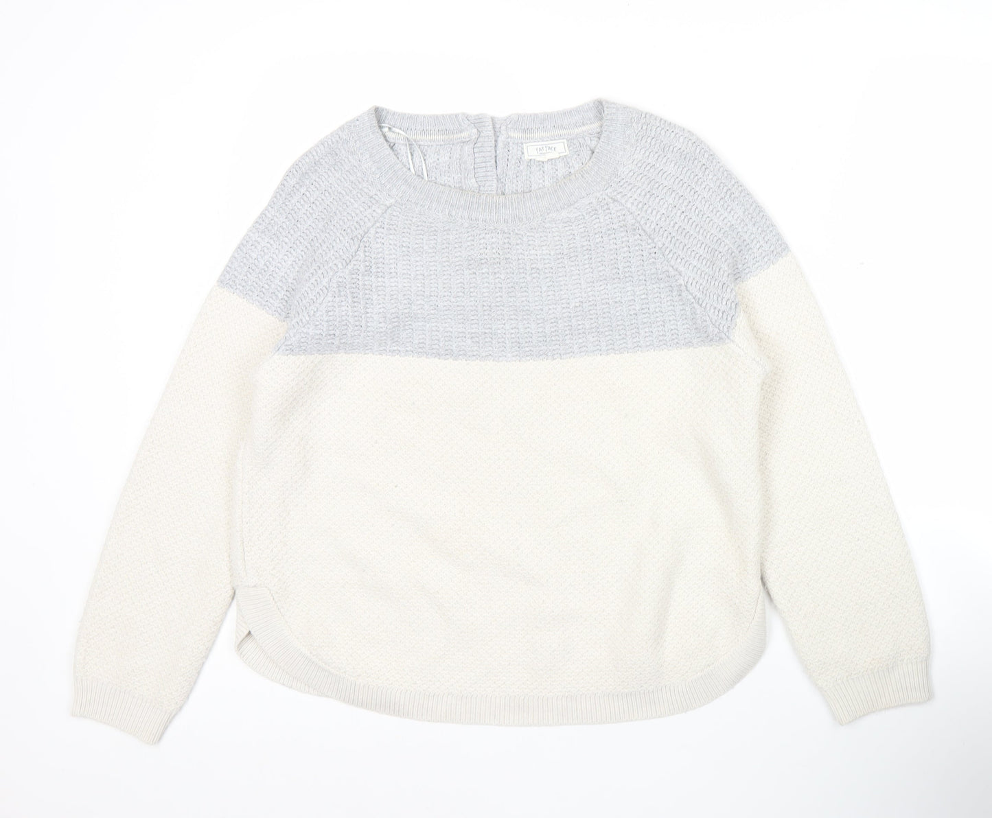 Fat Face Womens Grey Ivory Jumper Size 12 Crew Neck Long Sleeve