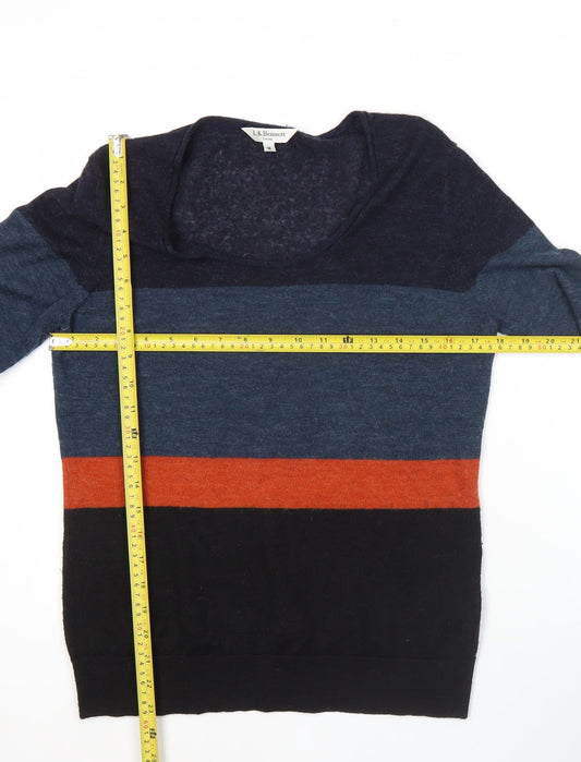 L.K. Bennett Women’s Blue Black Orange Striped Pullover Jumper M
