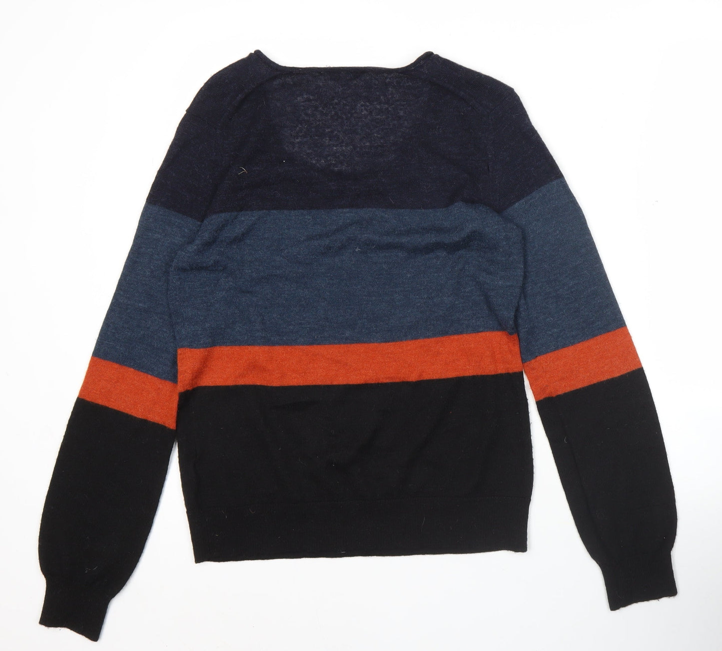 L.K. Bennett Women’s Blue Black Orange Striped Pullover Jumper M