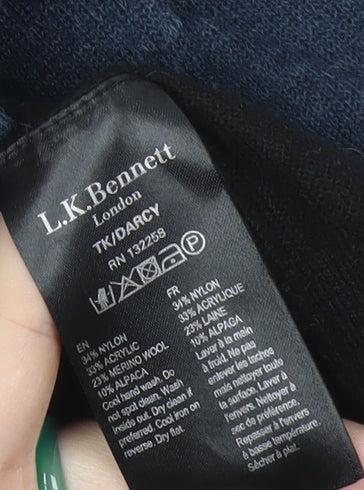 L.K. Bennett Women’s Blue Black Orange Striped Pullover Jumper M