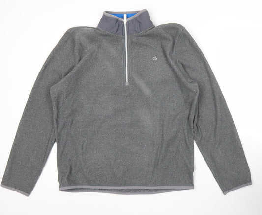 Calvin Klein Mens Grey Half Zip Sweatshirt Golf Pullover Size M