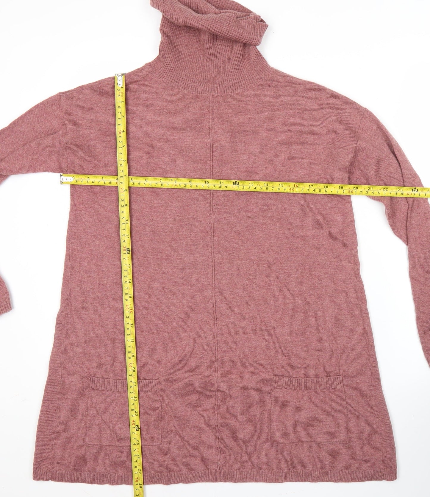 Fat Face Women’s Pink Roll Neck Tunic Jumper Size 10 Wool Blend