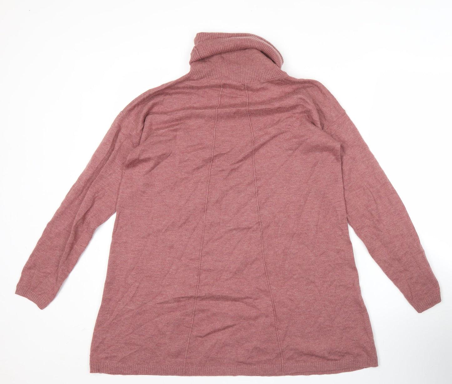 Fat Face Women’s Pink Roll Neck Tunic Jumper Size 10 Wool Blend