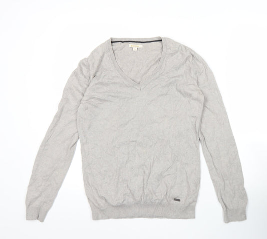 Barbour Womens Grey Cashmere V-Neck Jumper Size 10