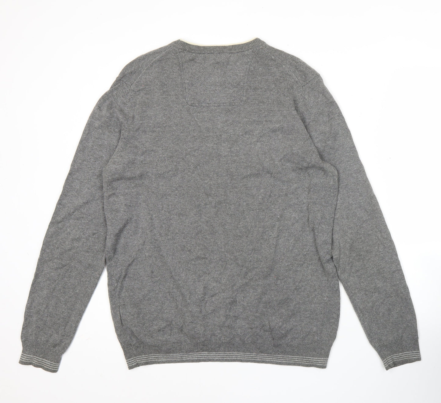 Hugo Boss Mens Grey Wool Cotton Jumper L Crew Neck Pullover