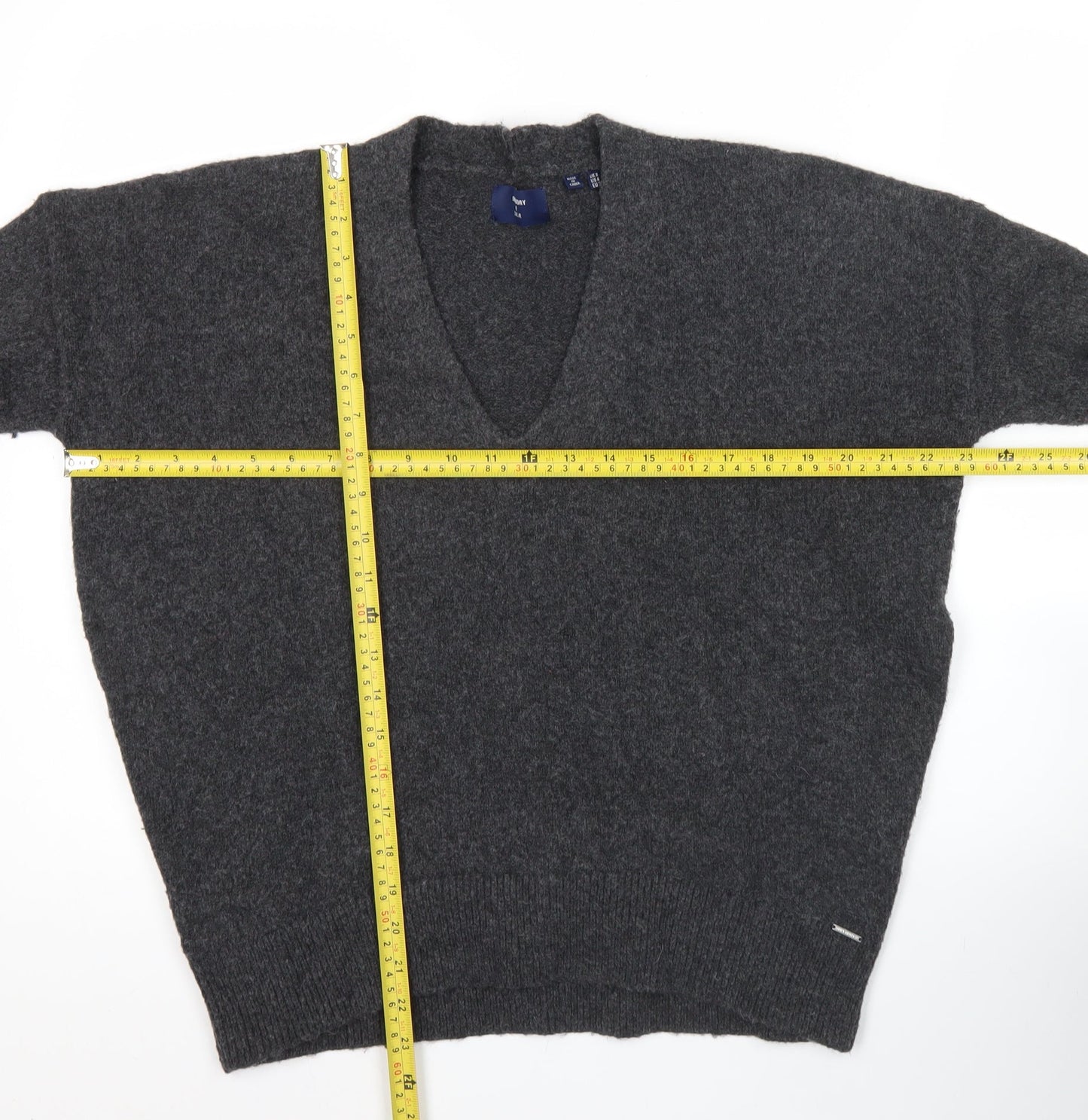 Superdry Womens Grey V-Neck Wool Blend Pullover Jumper Size 8