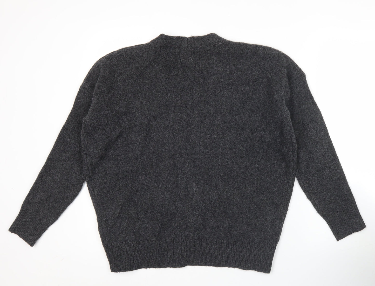 Superdry Womens Grey V-Neck Wool Blend Pullover Jumper Size 8