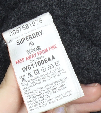 Superdry Womens Grey V-Neck Wool Blend Pullover Jumper Size 8