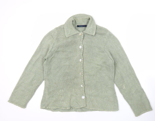 Boden Women’s Green Silk Cotton Collared Cardigan Size 14