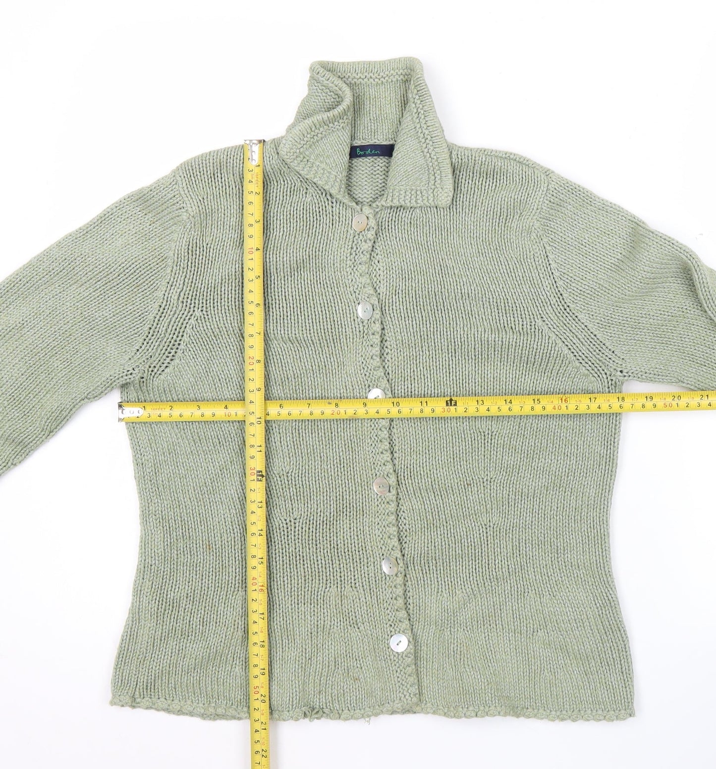 Boden Women’s Green Silk Cotton Collared Cardigan Size 14