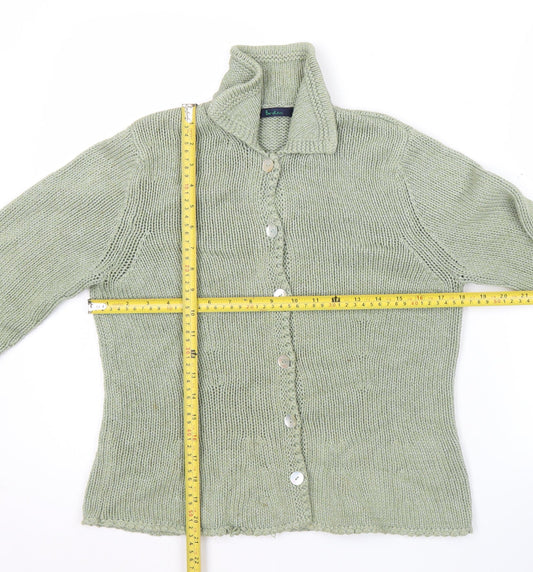 Boden Women’s Green Silk Cotton Collared Cardigan Size 14