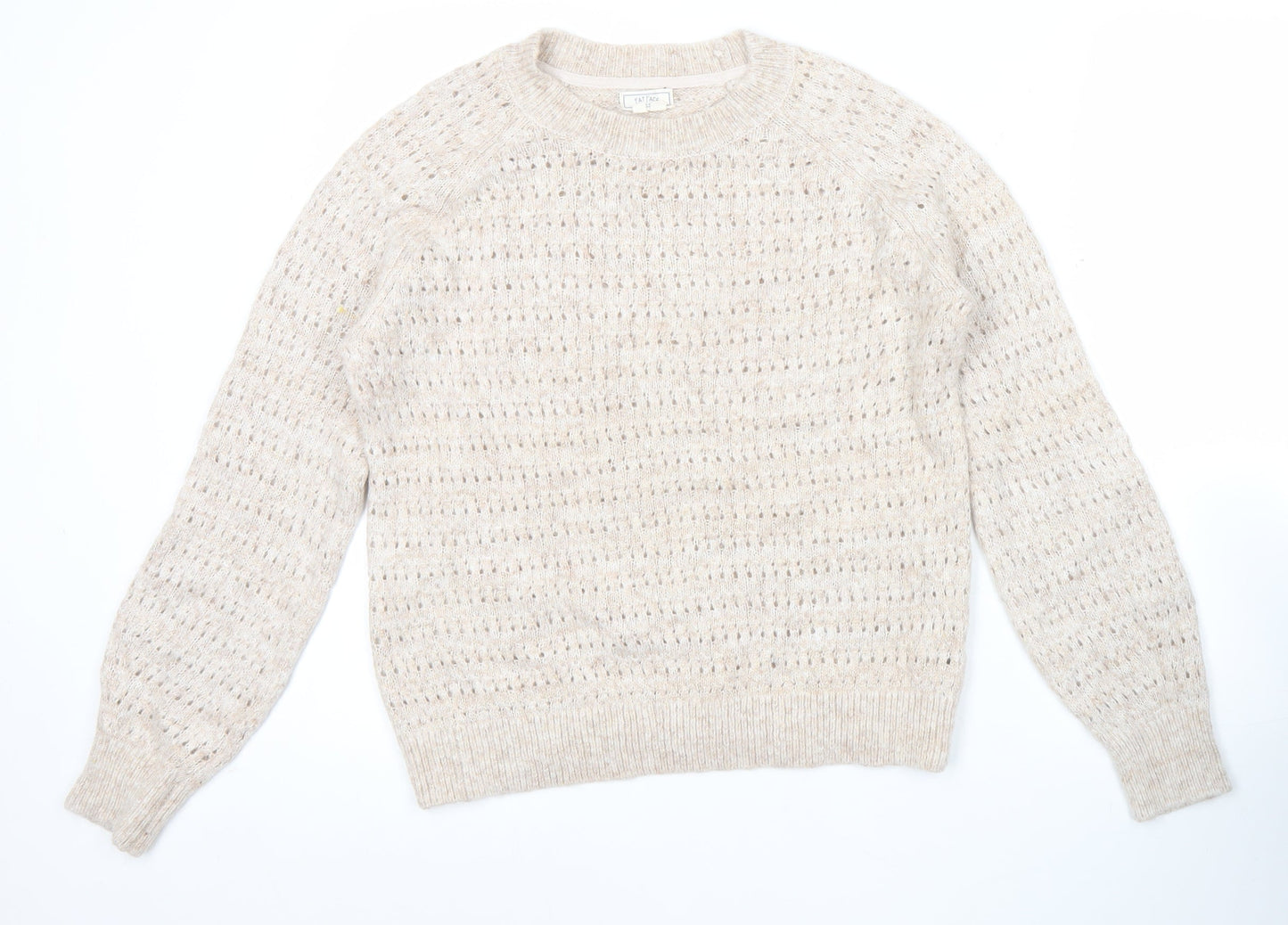 Fat Face Women’s Beige Alpaca Blend Open-Knit Jumper Size 10