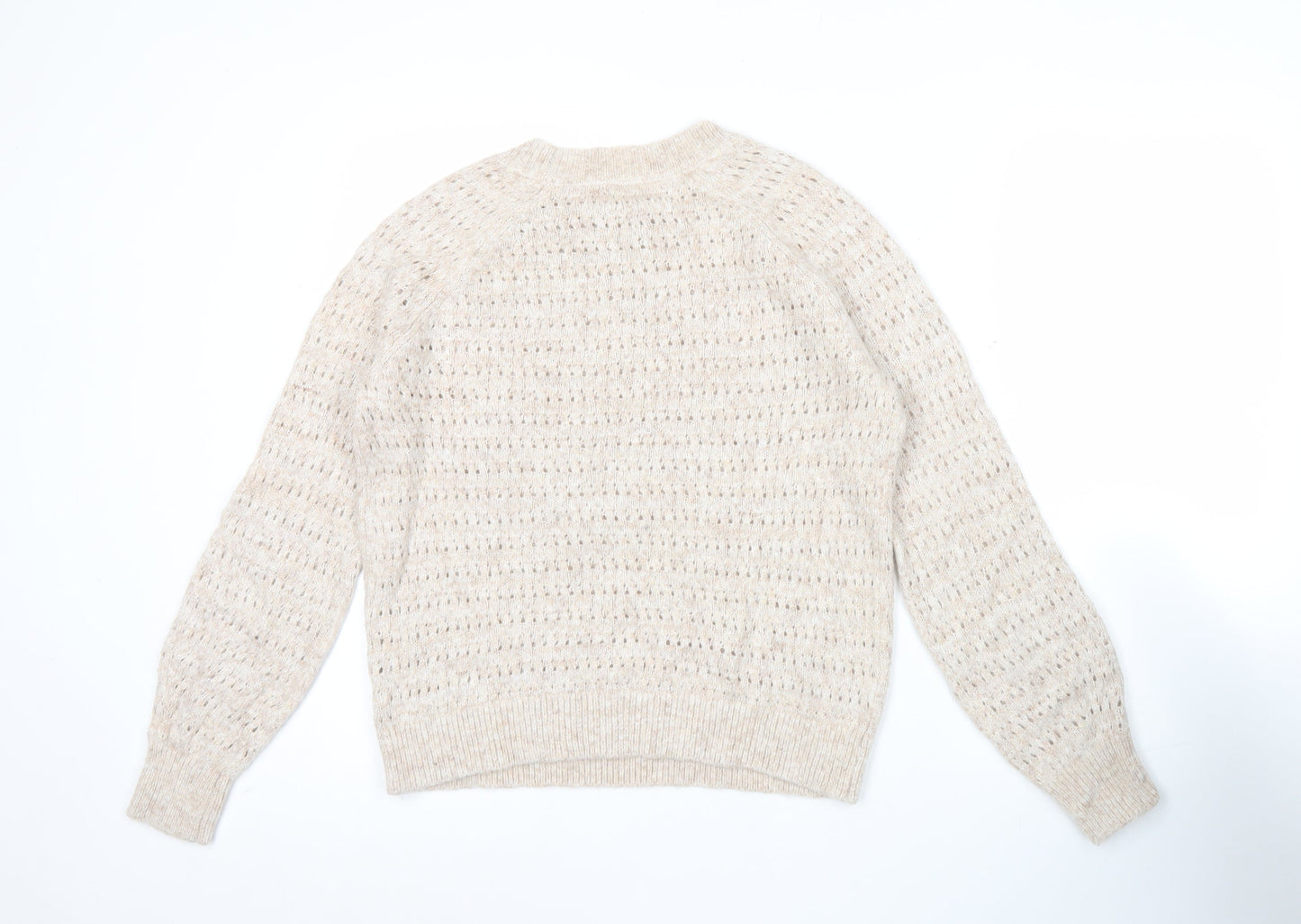 Fat Face Women’s Beige Alpaca Blend Open-Knit Jumper Size 10