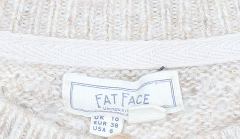 Fat Face Women’s Beige Alpaca Blend Open-Knit Jumper Size 10