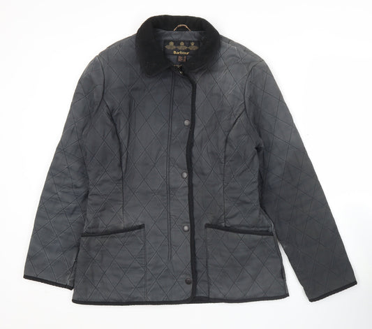 Barbour Women Black Quilted Jacket Size 10 Mid-Length Outdoor