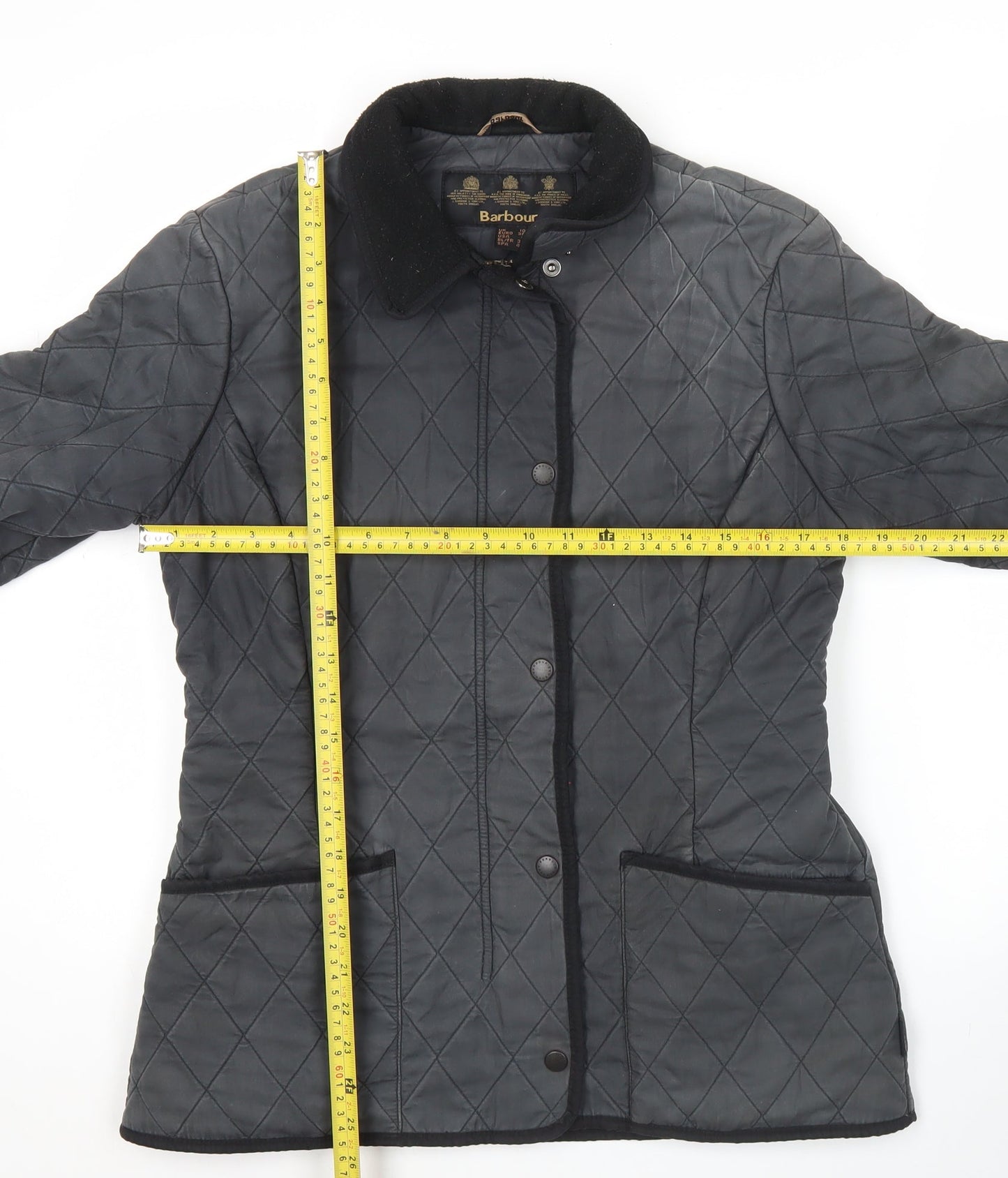 Barbour Women Black Quilted Jacket Size 10 Mid-Length Outdoor