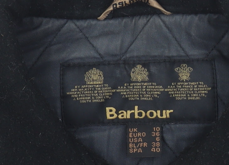 Barbour Women Black Quilted Jacket Size 10 Mid-Length Outdoor
