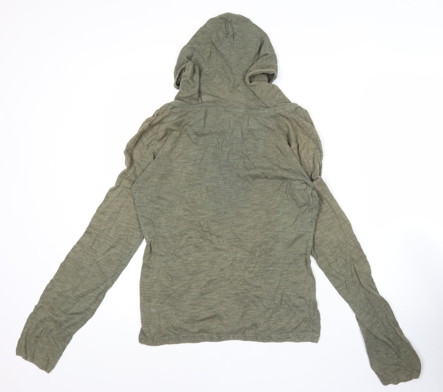 Fat Face Womens Green Pullover Hoodie Jumper Size 12 Linen Cotton