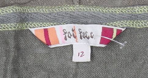 Fat Face Womens Green Pullover Hoodie Jumper Size 12 Linen Cotton