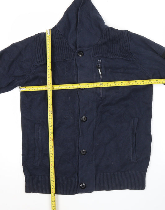 Bench Men’s Blue Hooded Cotton Cardigan Jumper Size L
