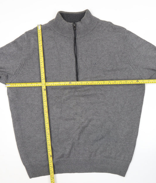 Calvin Klein Mens XL Grey Half Zip Mock Neck Jumper Golf Knit