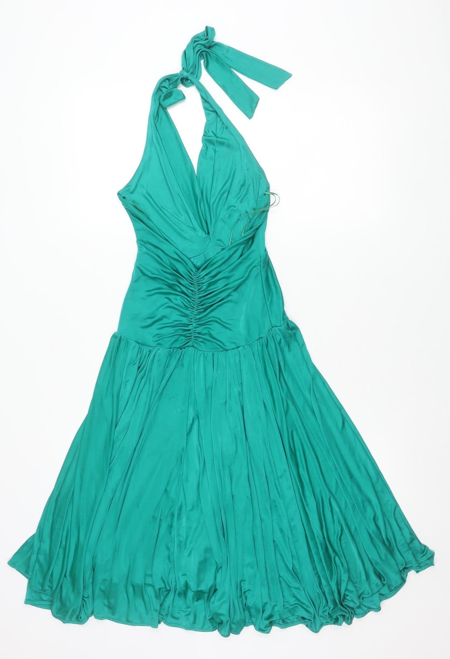 MNG Women’s Green Halter A-Line Midi Party Dress XS