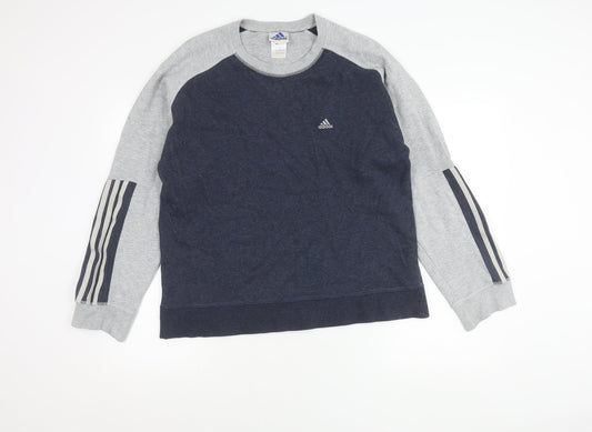 Adidas Men’s Grey Blue Sweatshirt Medium Regular Fit Crew Neck