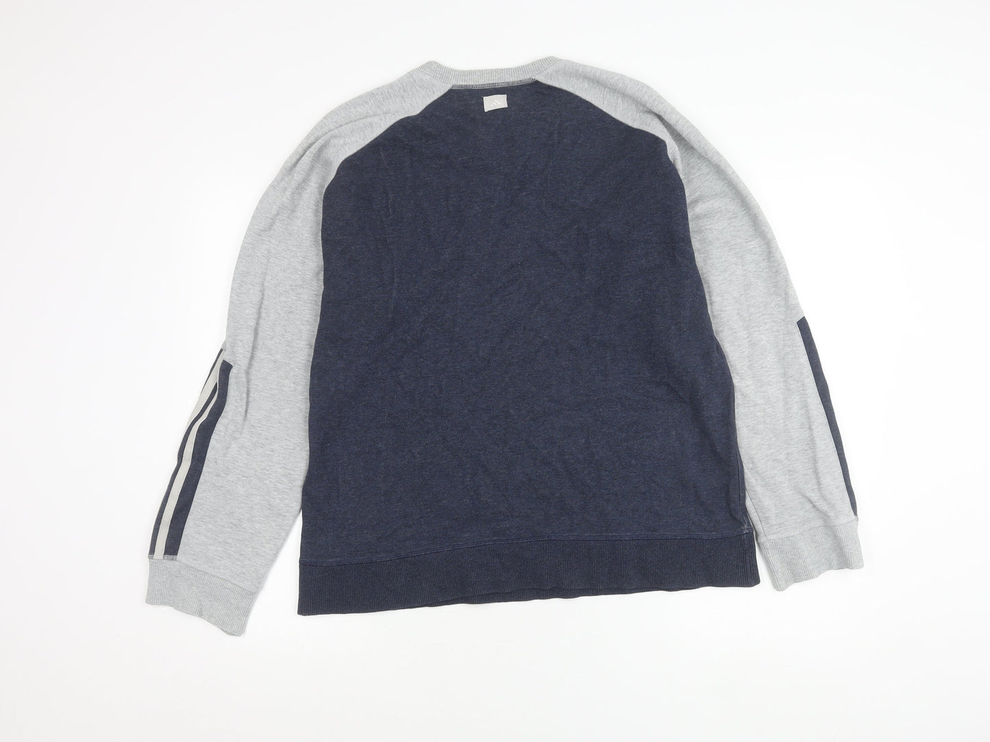 Adidas Men’s Grey Blue Sweatshirt Medium Regular Fit Crew Neck