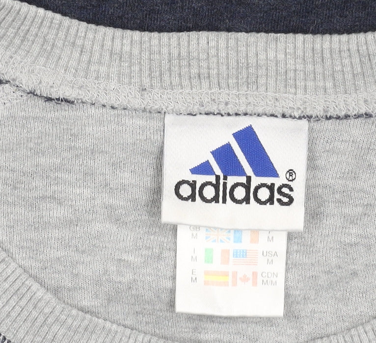 Adidas Men’s Grey Blue Sweatshirt Medium Regular Fit Crew Neck
