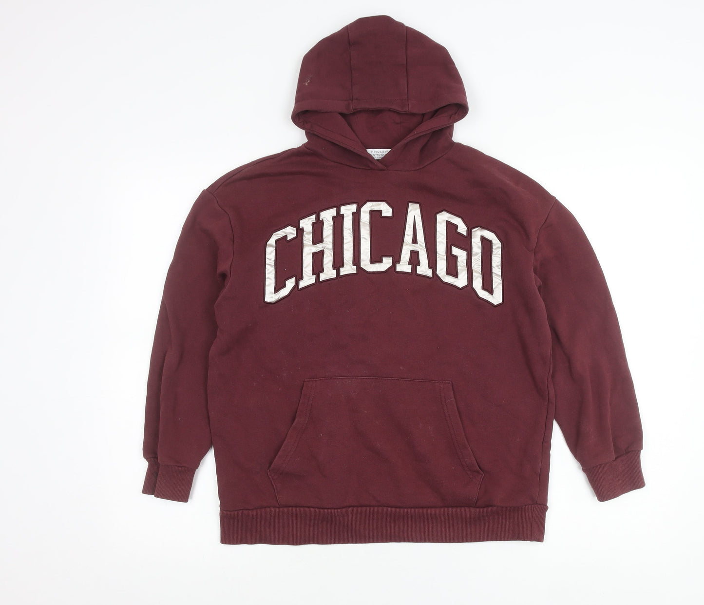 Primark Girls Red Chicago Pullover Hoodie 11-12 Years Cotton Blend