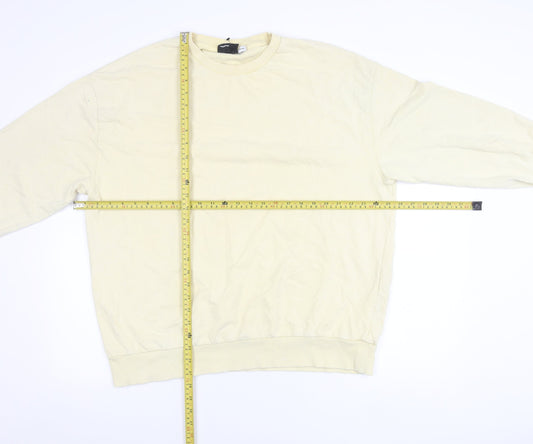 ASOS Women Yellow Cotton Crew Neck Pullover Sweatshirt UK 12