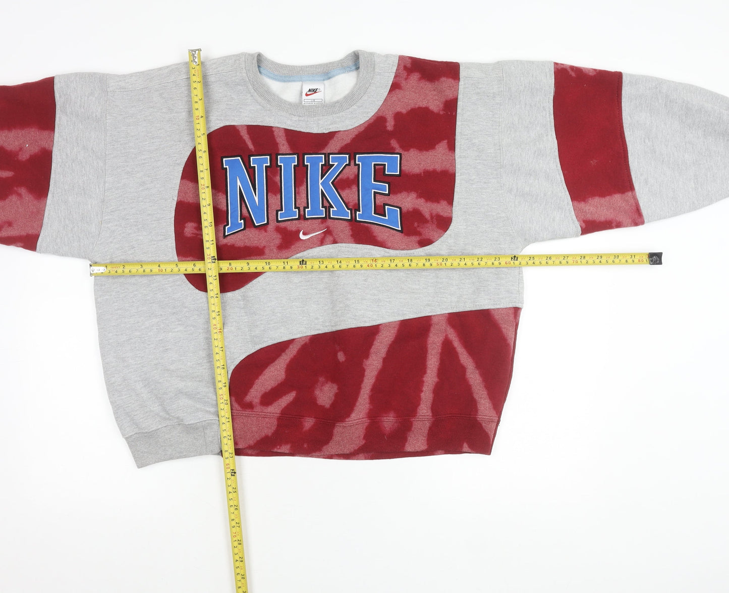 Nike Mens Grey Red Graphic Logo Sweatshirt L Pullover Retro Sports