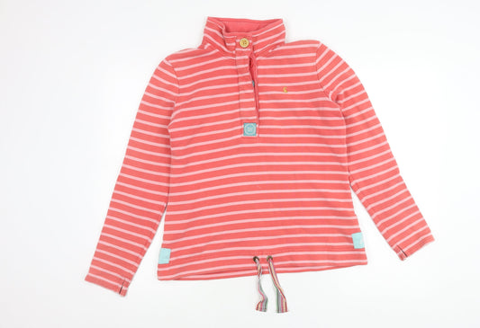 Joules Women’s Pink Striped Cotton Henley Sweatshirt Size 12