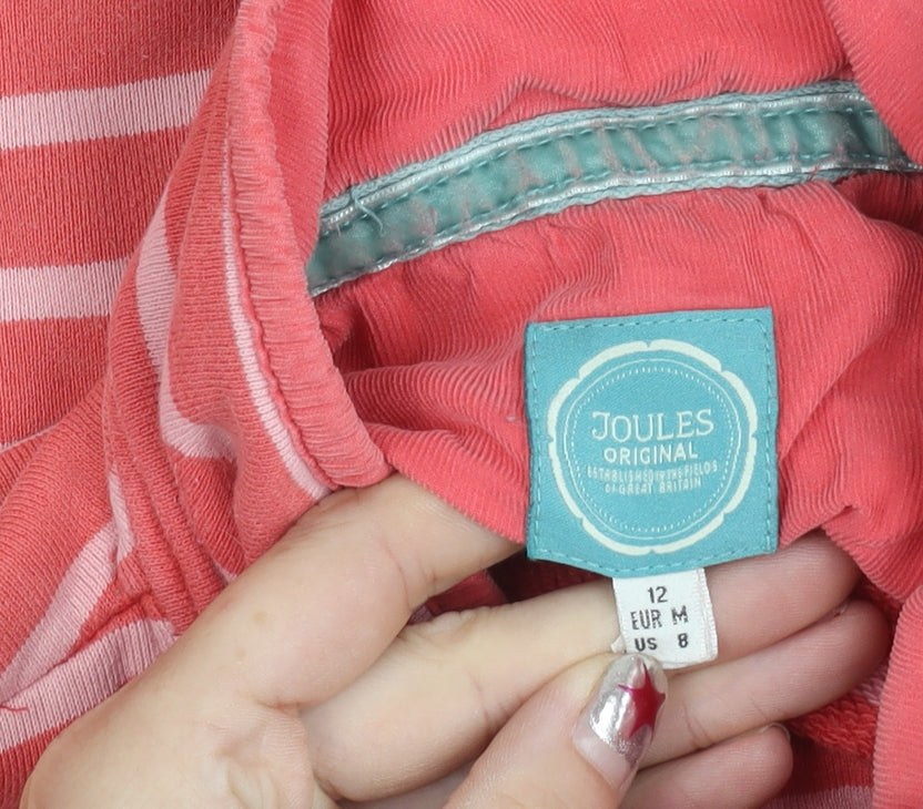 Joules Women’s Pink Striped Cotton Henley Sweatshirt Size 12