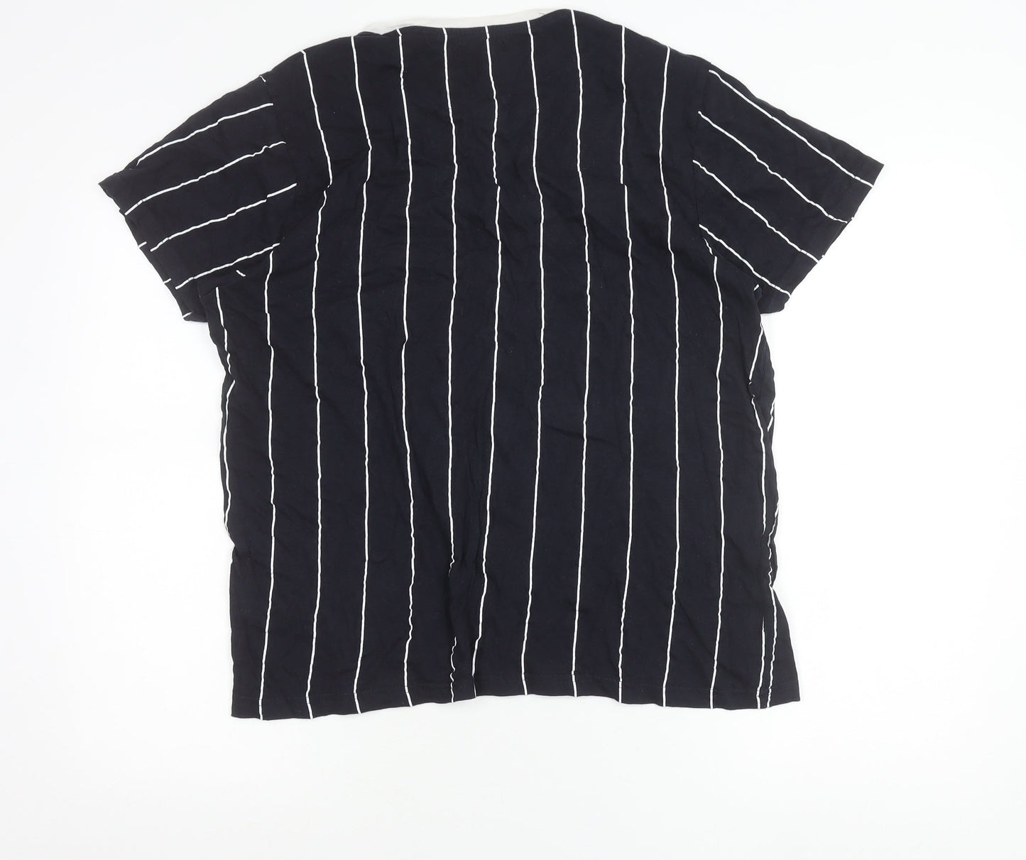 Brave Soul Womens Black Striped Cotton T-Shirt Size L