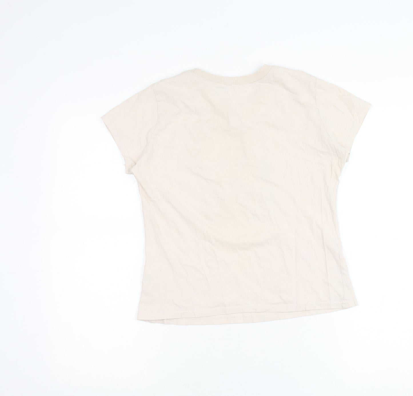 Red Herring Womens Beige Cotton Glitter Print T-Shirt Size 12
