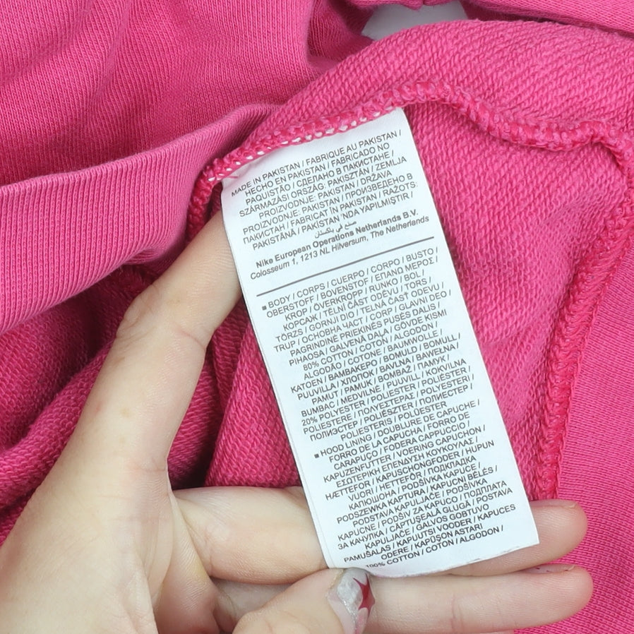 Nike Women’s Pink Hoodie Medium Pullover Sweatshirt Cotton Blend