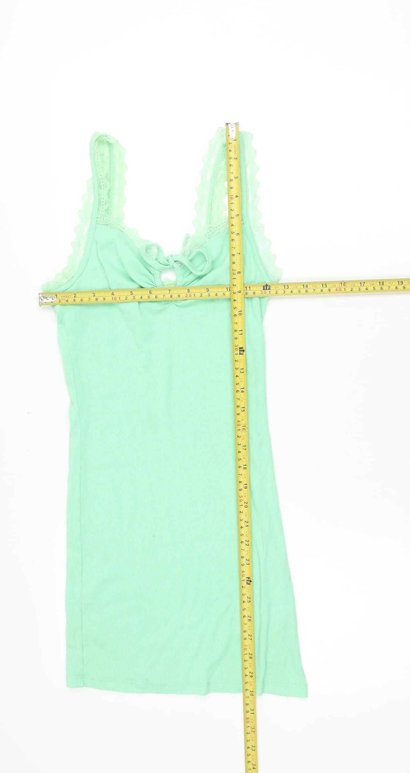 Urban Outfitters Women’s Green Lace Trim XS Slip Mini Dress