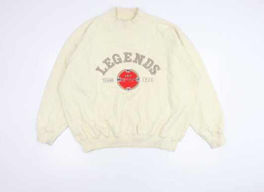 Coconut Club Classics Unisex Ivory Pullover Sweatshirt L Embroidered Logo