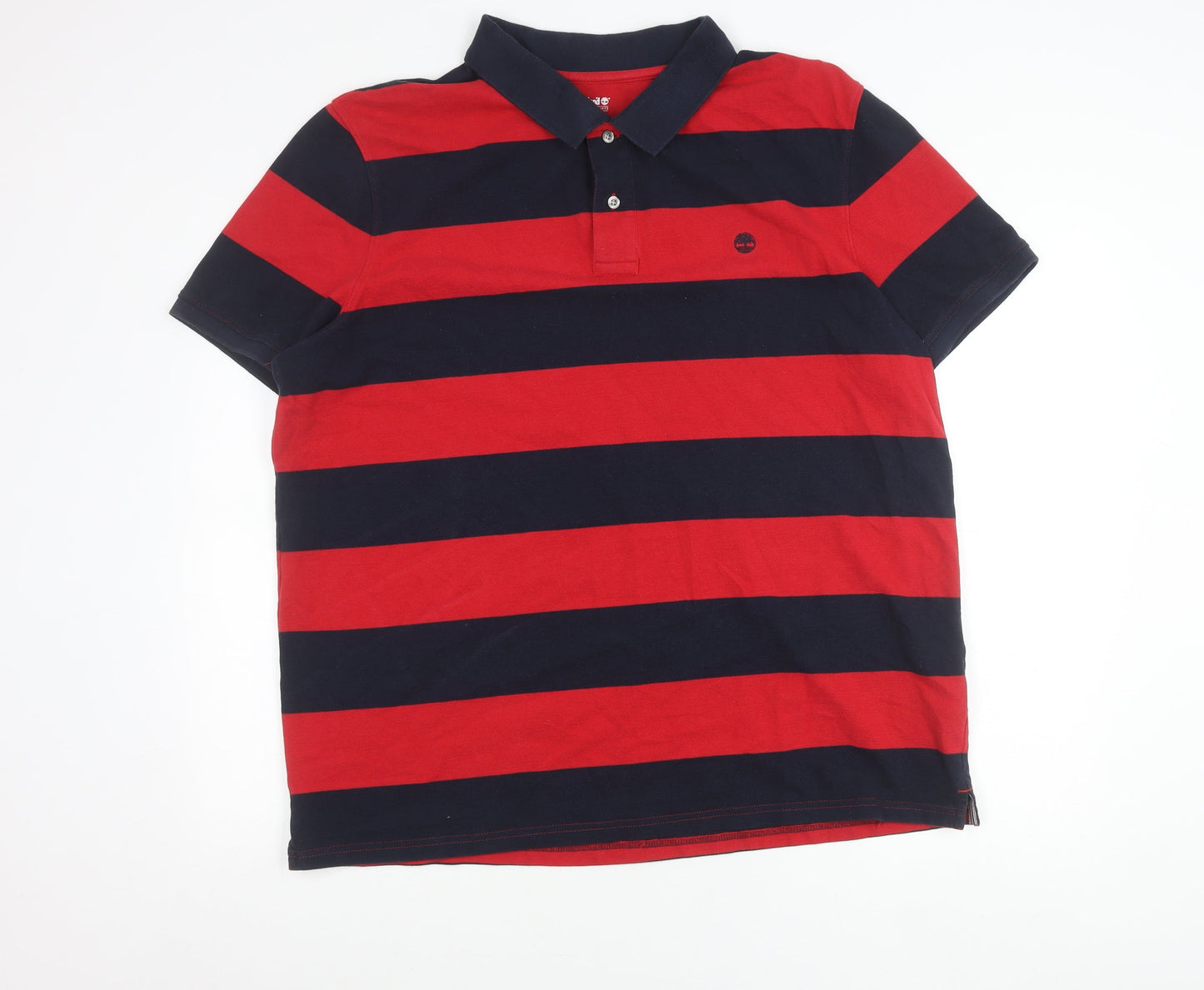 Timberland Men’s Red Blue Striped 3XL Polo Shirt Casual Cotton
