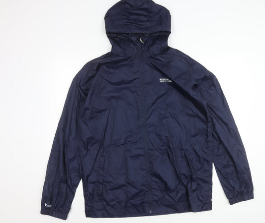 Regatta Men's Blue L Lightweight Hooded Rain Coat Jacket Outdoor
