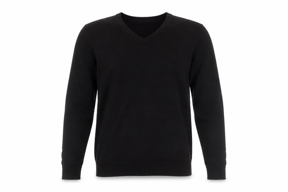 River Island Men's Black V-Neck Cotton Pullover Jumper Size S