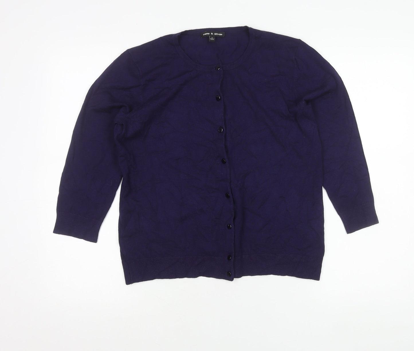 Cable & Gauge Women’s Purple Cardigan M Long Sleeve Crew Neck Knit