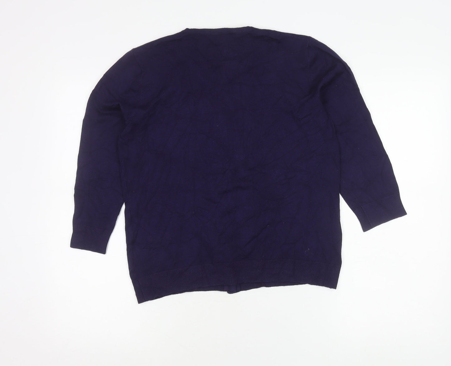 Cable & Gauge Women’s Purple Cardigan M Long Sleeve Crew Neck Knit