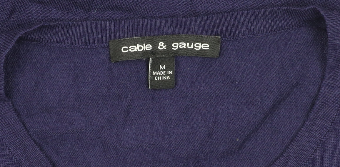 Cable & Gauge Women’s Purple Cardigan M Long Sleeve Crew Neck Knit