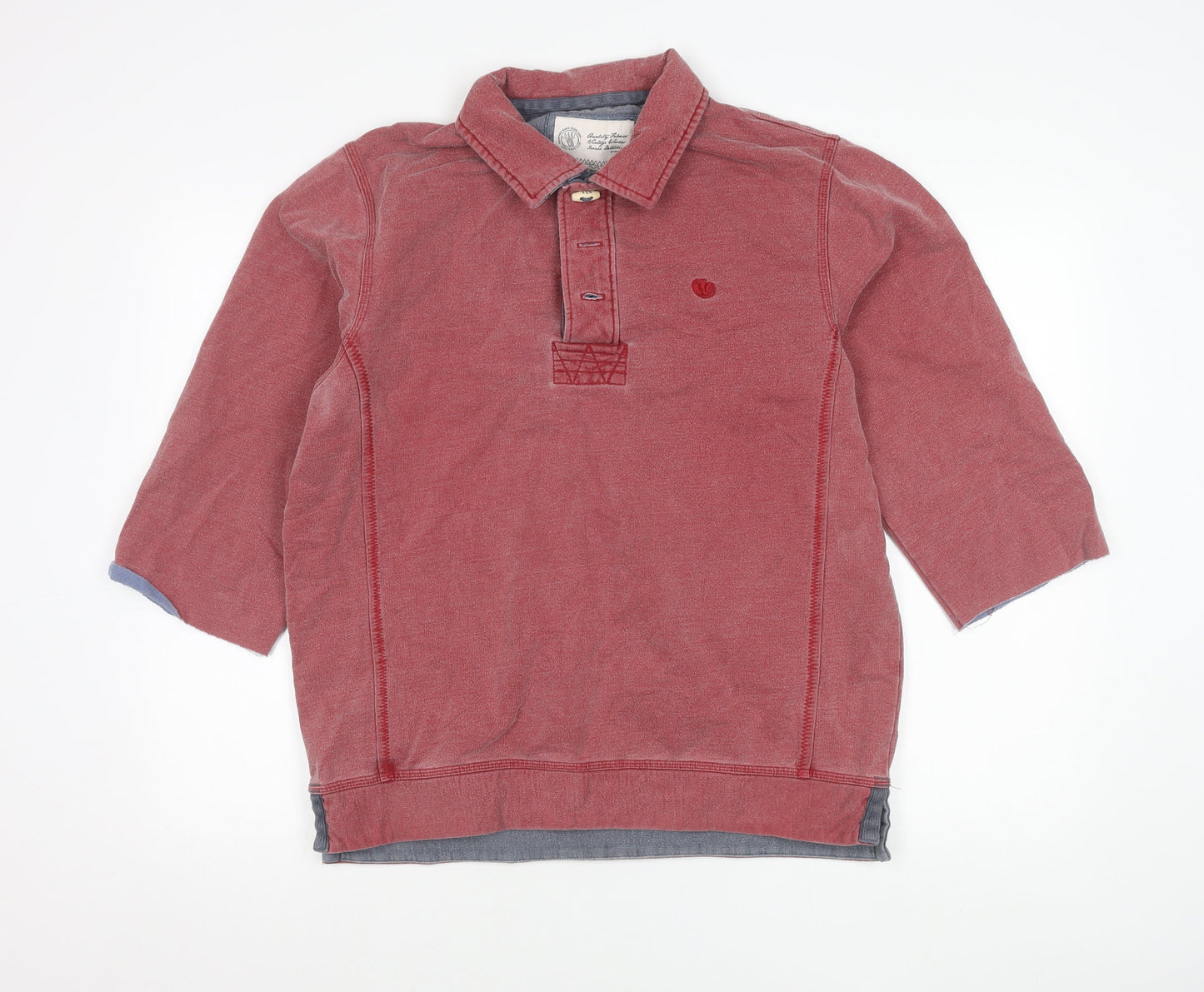 Fat Face Men’s Red Collared Henley Sweatshirt Size M Cotton