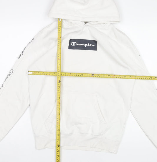 Champion Men's White Pullover Hoodie M Logo Graphic Sportswear
